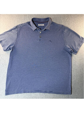 Tommy Bahama Polo Shirt Mens L Blue Stripe Golf Casual Lightweight Cotton